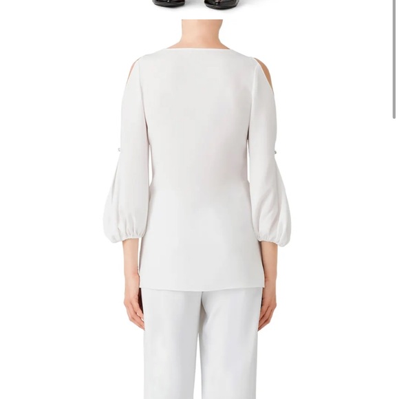 SHOSHANNA -  White V-Neck Blouse Arm Slits - Size S - Picture 4 of 7